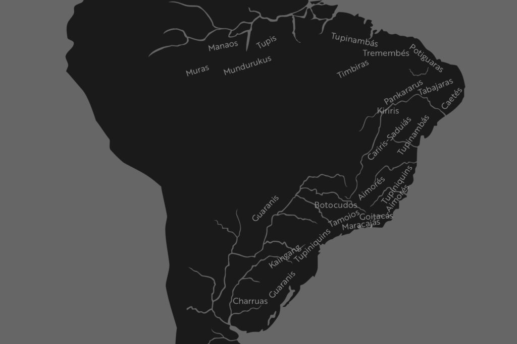 Mapa das Etnias que habitavam o Brasil a época do descobrimento. Do livro Guerras da Conquista