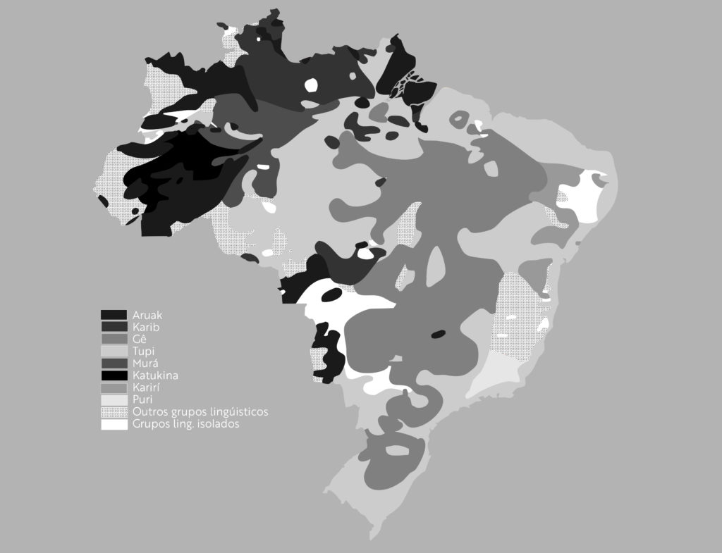 Nimuendaju - Mapa dos grupos linguísticos falados no Brasil na época do descobrimento